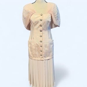 Elegant Pleated Button-Down Dress